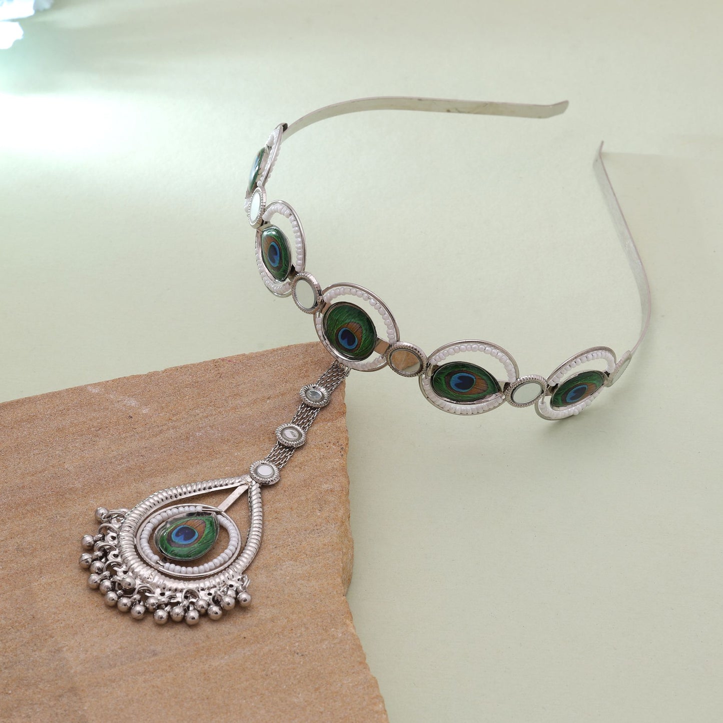 Multi Color Peacock Feather Hair Band With Vibrant Festive Style