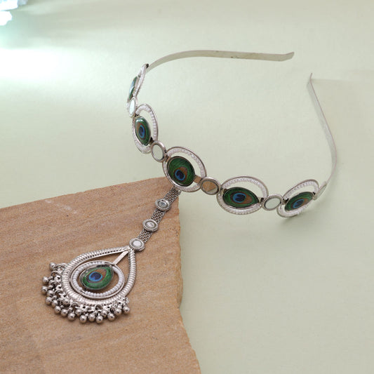 Multi Color Peacock Feather Hair Band With Vibrant Festive Style