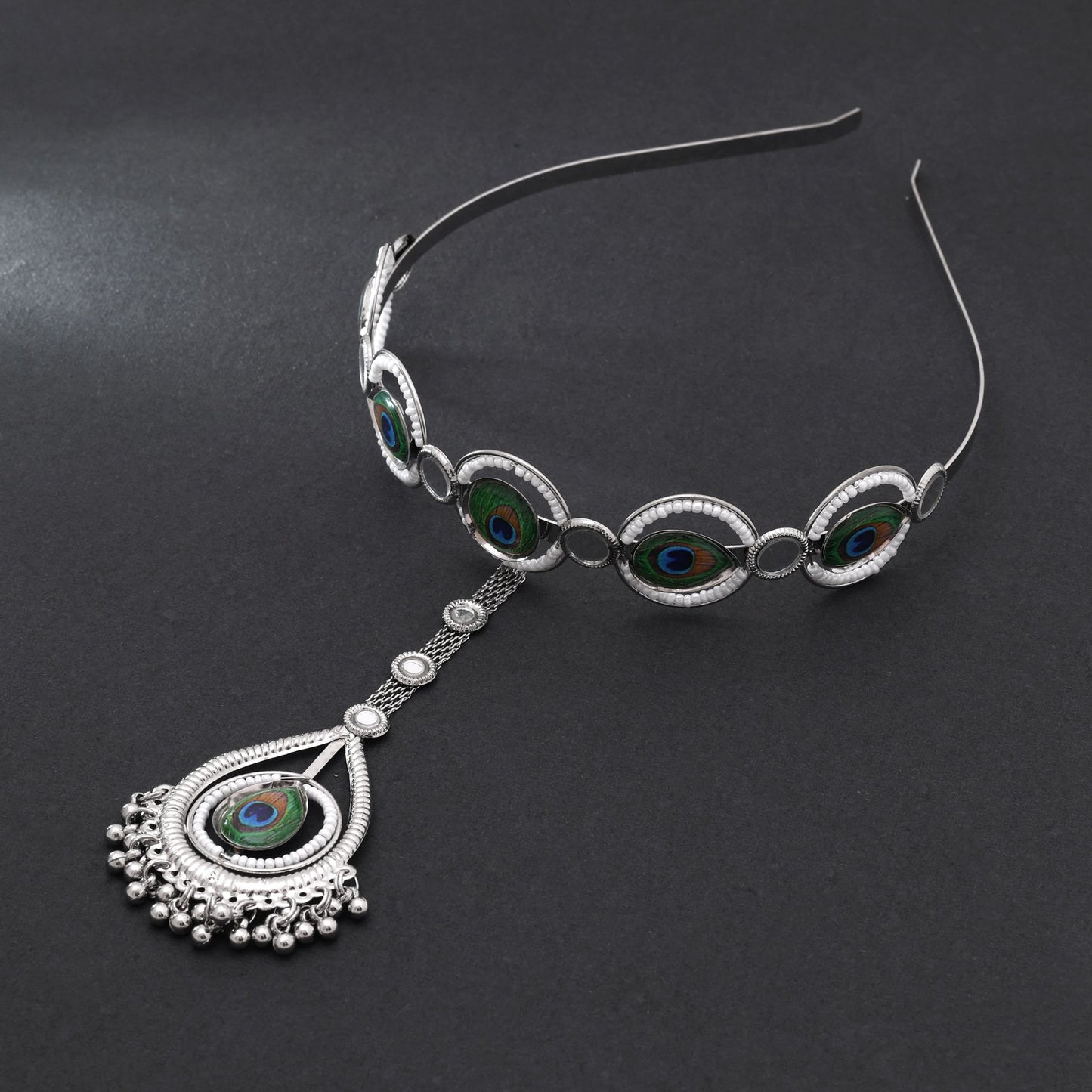 Multi Color Peacock Feather Hair Band With Vibrant Festive Style