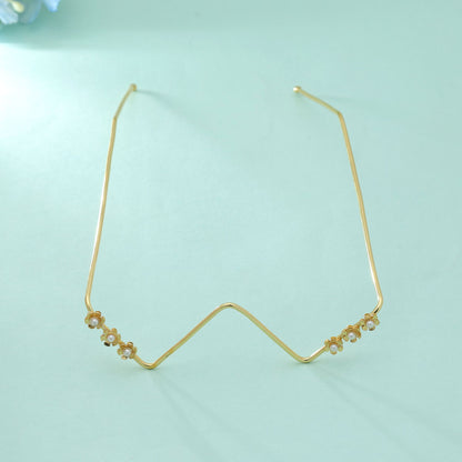 Gold Color No Lens Fashion Glasses Trendy Retro Frame Stylish Costume Accessory