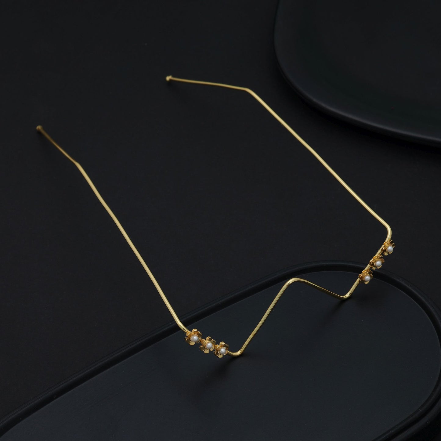 Gold Color No Lens Fashion Glasses Trendy Retro Frame Stylish Costume Accessory
