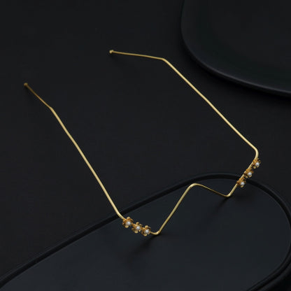 Gold Color No Lens Fashion Glasses Trendy Retro Frame Stylish Costume Accessory