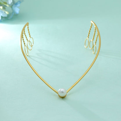 Goldene Haarkrone Elegant Braut Prinzessin Stil Hochzeitshaarschmuck Accessoire