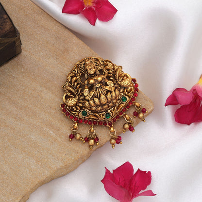 Graceful Rani & Green Color Temple Hair Barrette Traditional Festive Hair Accessory