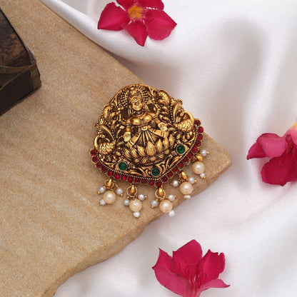 Premium Rani & Green Color Temple Hair Barrette Elegant Ethnic Jewelry Design