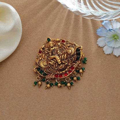 Classic Rani & Green Color Temple Hair Barrette Elegant Festive Wear Accessory