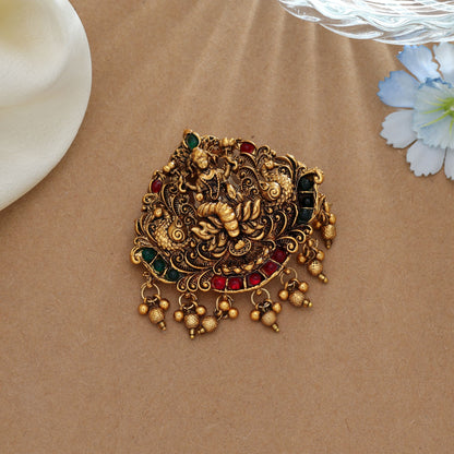 Graceful Rani & Green Color Temple Hair Barrette Bridal Ethnic Hair Jewelry