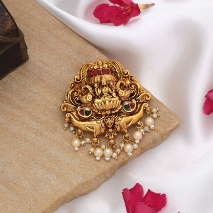 Elegant Rani & Green Color Temple Hair Barrette Traditional Cultural Jewelry Design