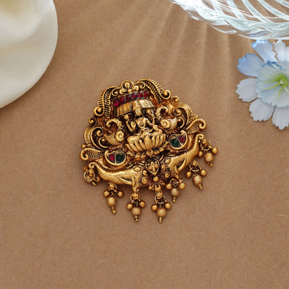 Premium Rani & Green Color Temple Hair Barrette Antique Bridal Hair Accessory