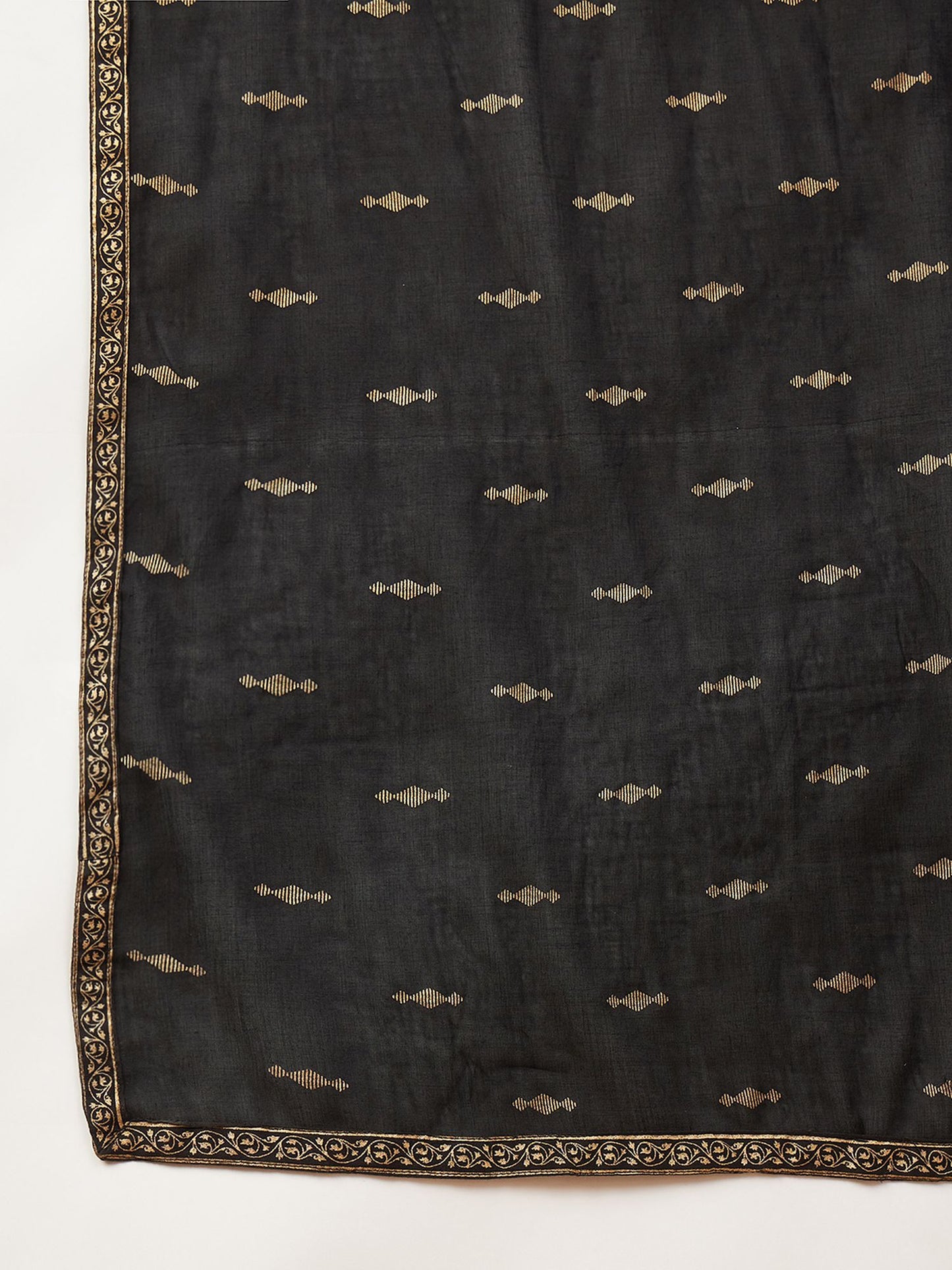 Black Color Embroidered Gotta Patti Sequined Anarkali Kurta With Trousers & Dupatta