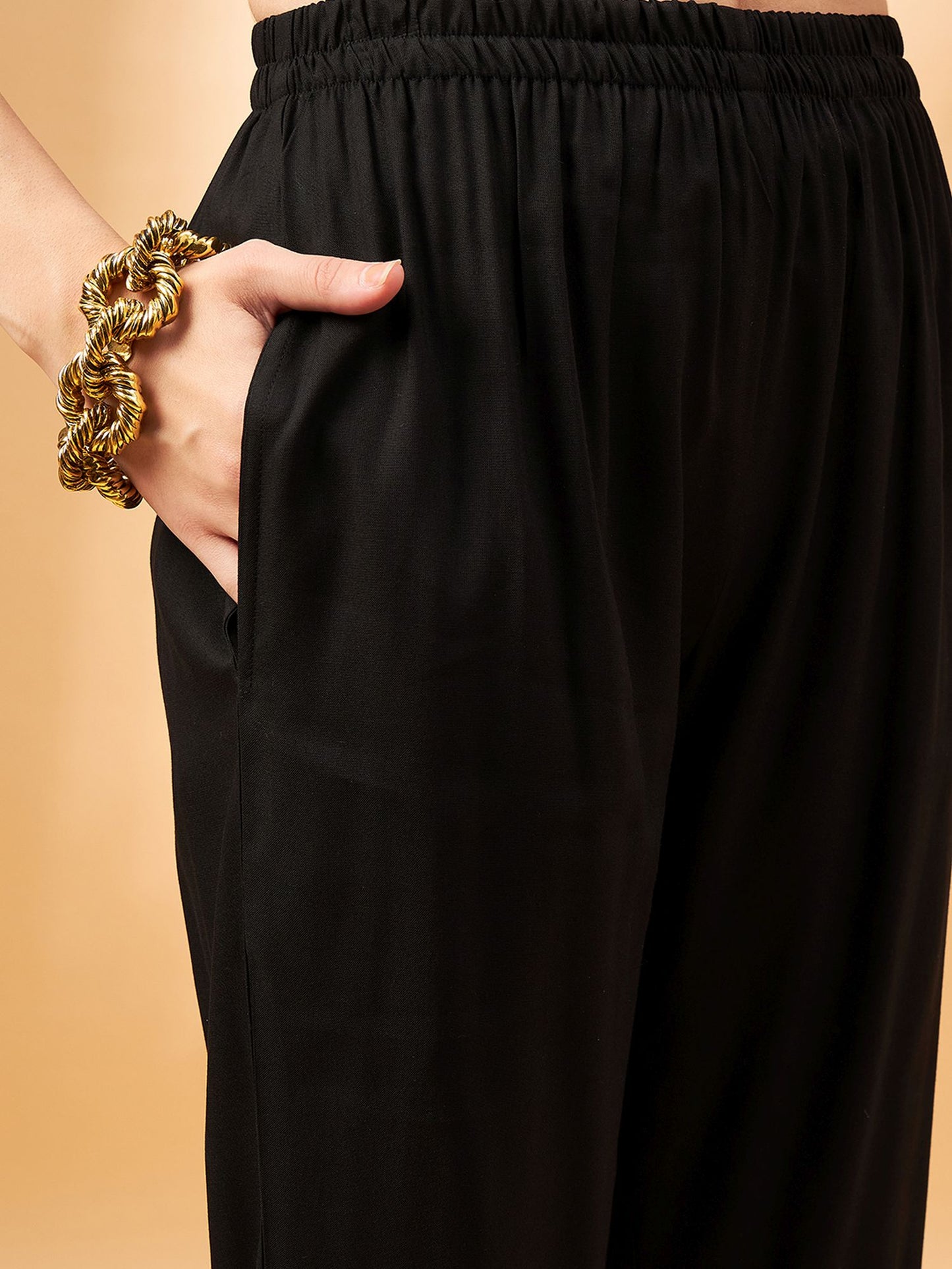 Black Color Embroidered Gotta Patti Sequined Anarkali Kurta With Trousers & Dupatta