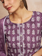 Purple Color Ethnic Motifs Printed Regular Pure Cotton Kurta with Trousers & With Dupatta
