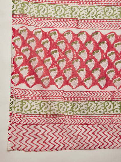 Maroon Color Ethnic Motifs Printed Pure Cotton Straight Kurta & Trousers With Dupatta