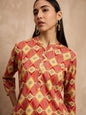 Multi Color Geometric Printed Sequinned Asymmetric Pathani Kurta