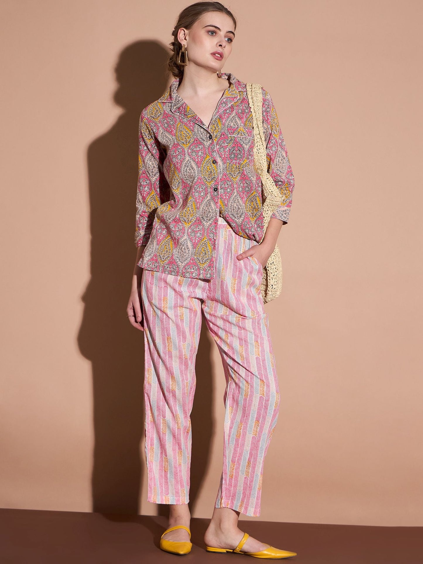 Pink Color Printed Pure Cotton Shirt With Trouser