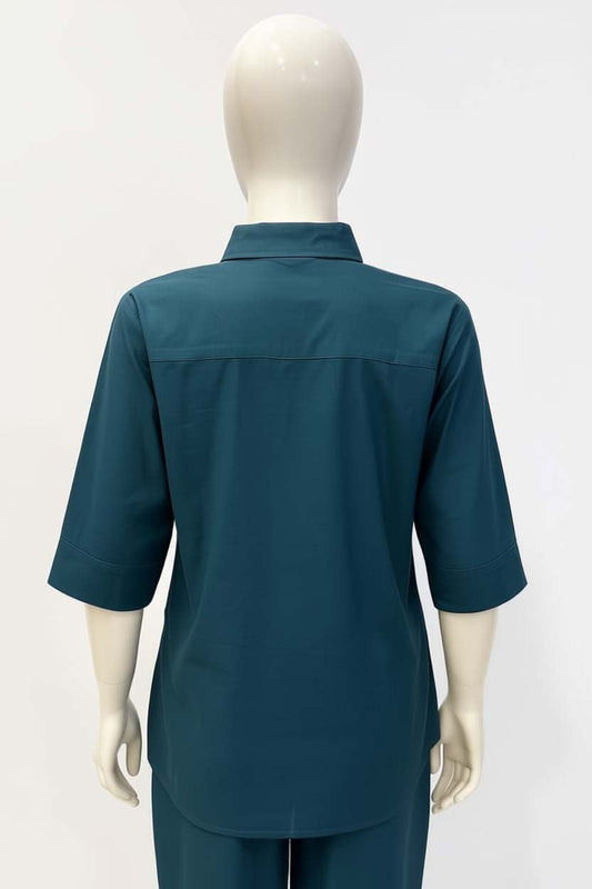 Turquoise Blue Color Cotton Embroidery Coord Set