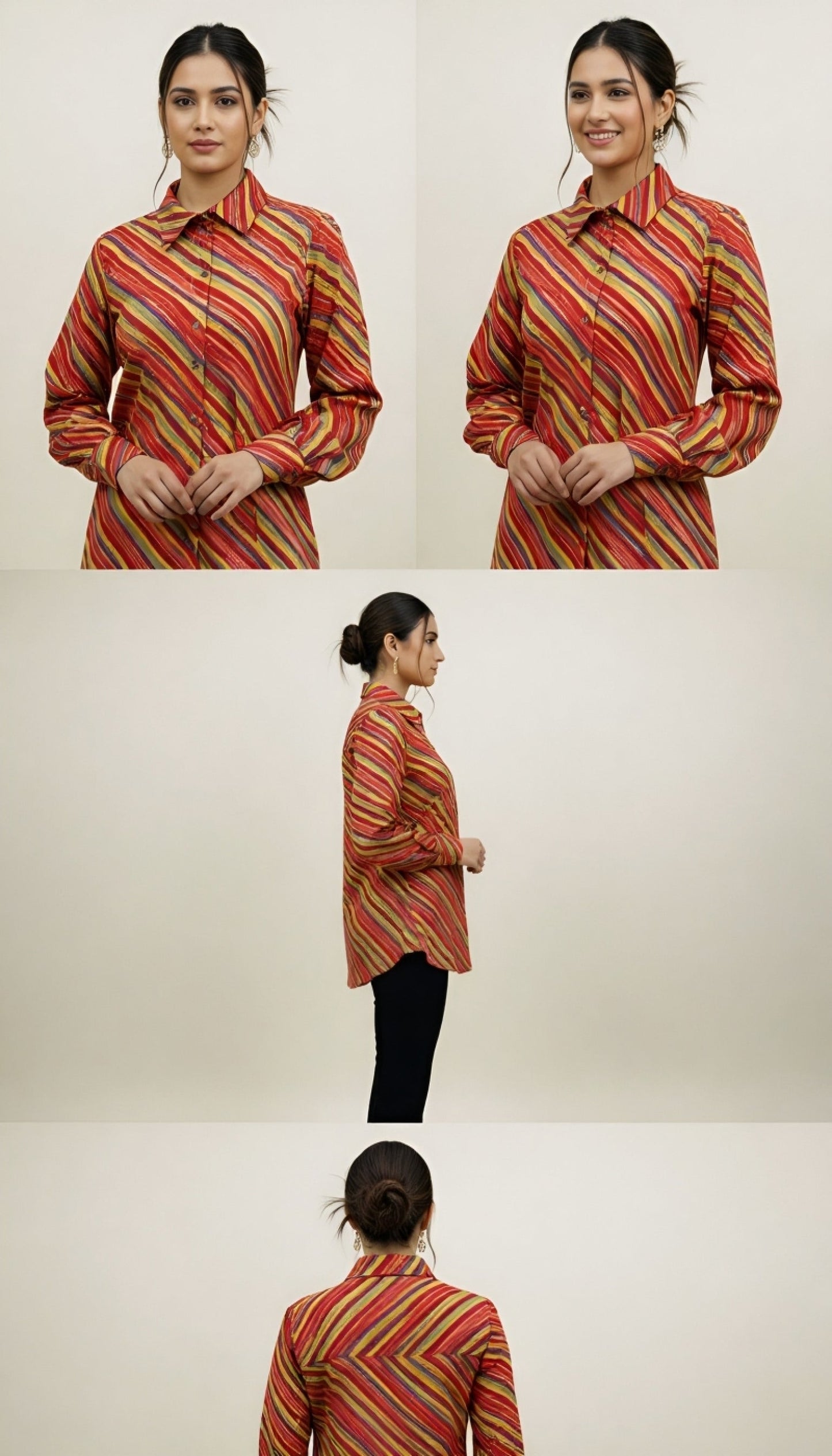 Orange Color Women Cotton Shirts