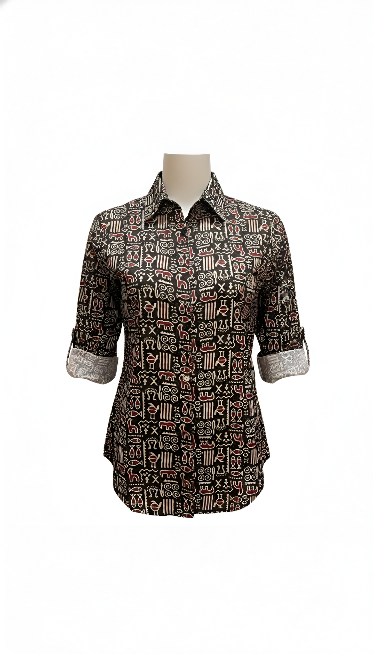 Red & Black Color Women Cotton Shirts