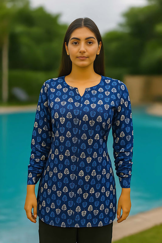 Blue Color Full Sleeves Shot Kurti