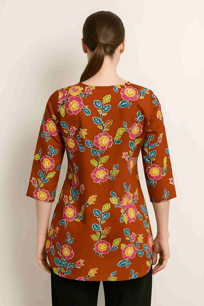 Orangefarbene stilvolle kurze Baumwoll-Kurti