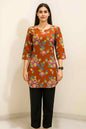 Orangefarbene stilvolle kurze Baumwoll-Kurti