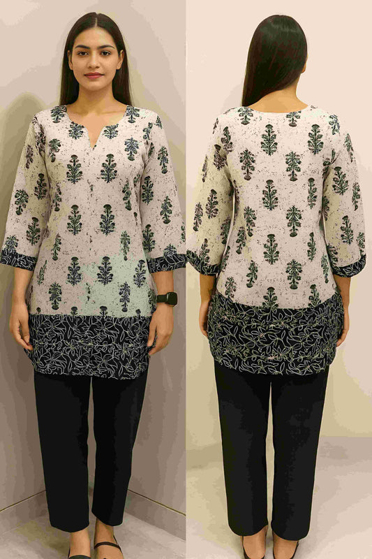 Weiße, stilvolle, kurze Kurti aus Baumwolle