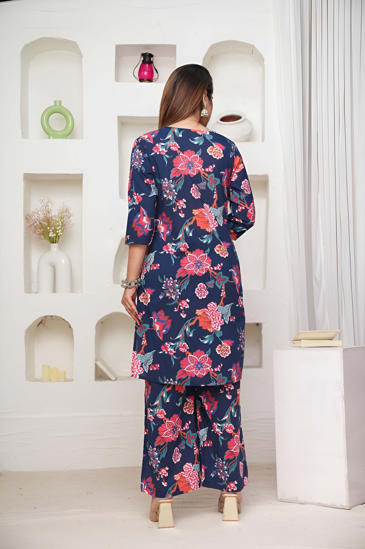 Blue Color Festive Special Printed Cotton Co-Ord Set