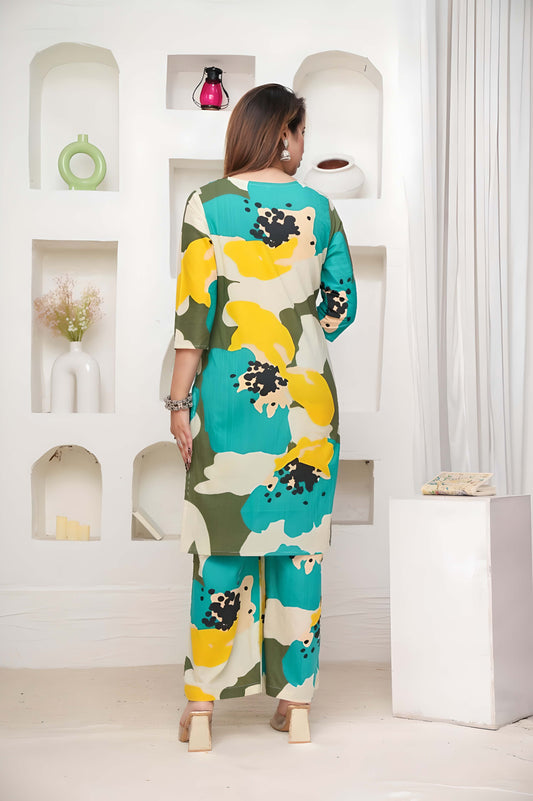 Multi Color Festive Special Printed Cotton Co-Ord Set