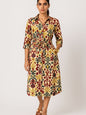 Ikat-inspirierte, mehrfarbige Kurti aus Viskose mit Allover-Print