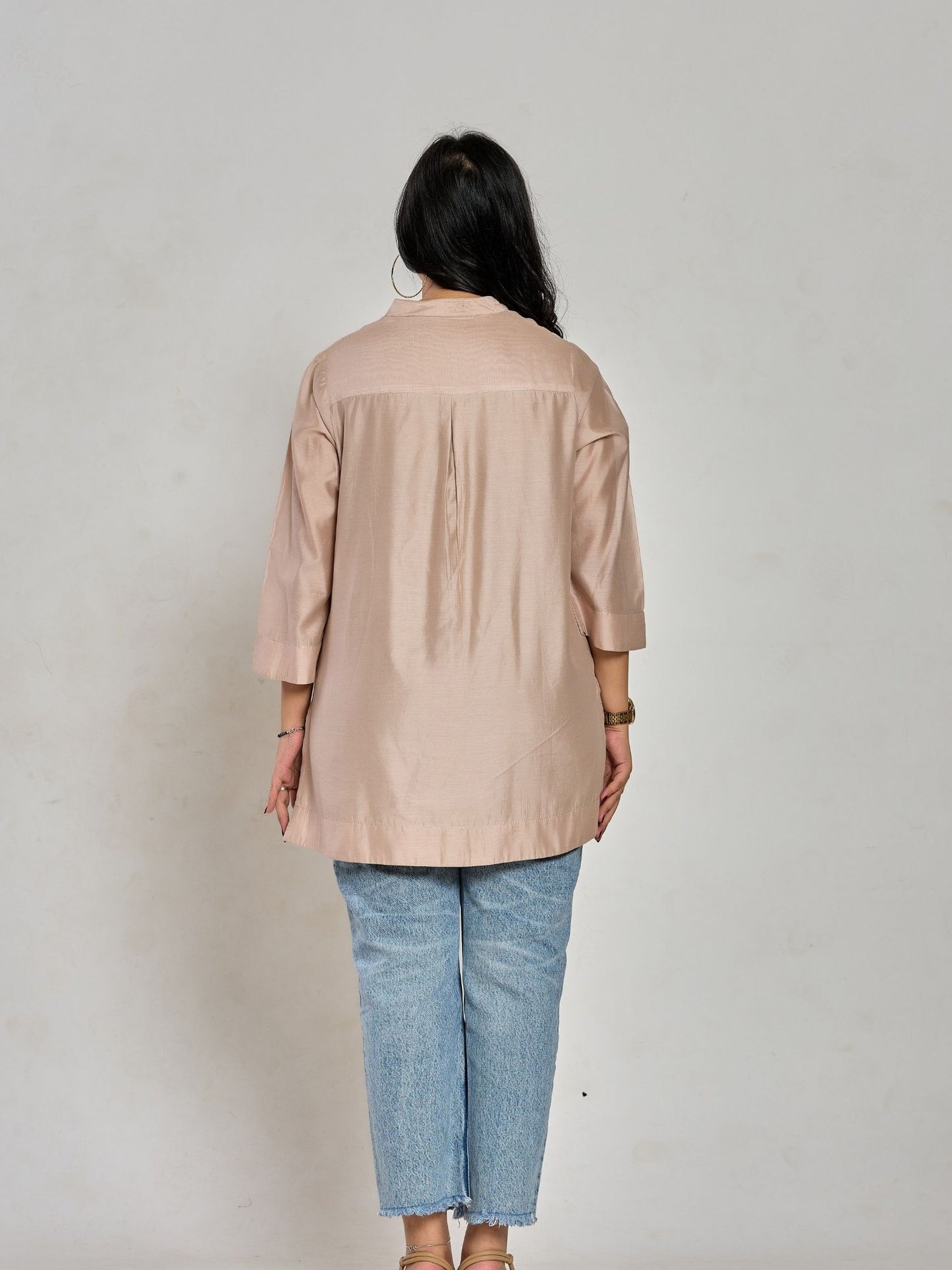 Champagne Beige Color Resham Work With Zari Tunic