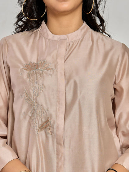 Champagne Beige Color Resham Work With Zari Tunic