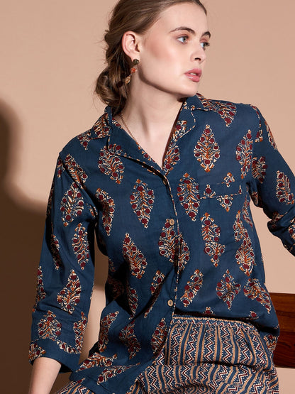 Hemd-Hosen-Set aus Baumwolle mit ethnischen Motiven