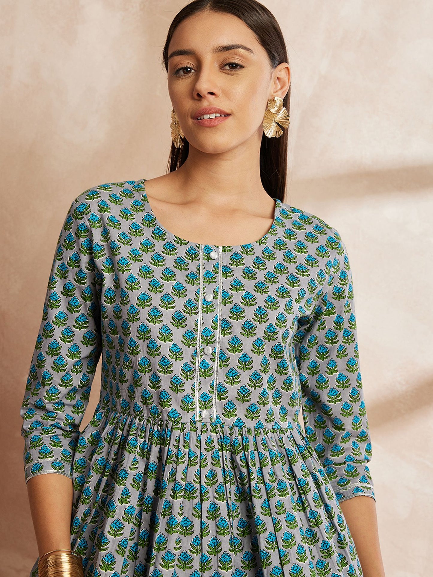 Tunika aus reiner Baumwolle mit Blumenmuster und Hose