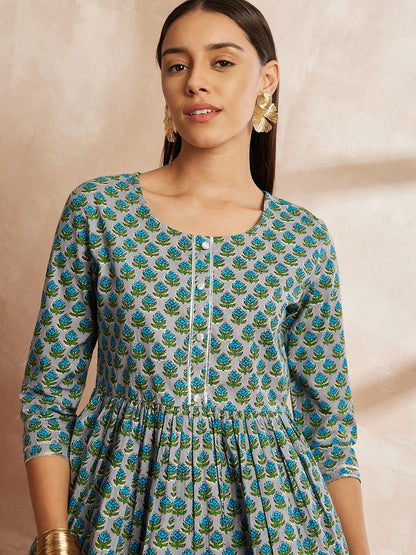 Tunika aus reiner Baumwolle mit Blumenmuster und Hose