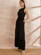 Schwarz- und goldfarbener bedruckter Basic-Jumpsuit