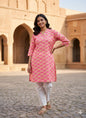 Pink Color Rajasthani Look Cotton Kurti