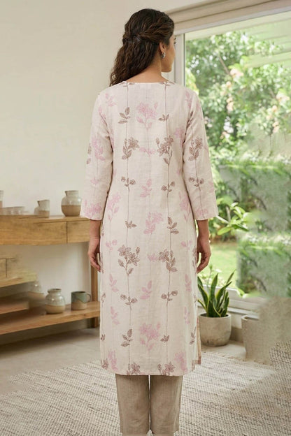 White Color Elegant Pastel Floral Printed Kurti