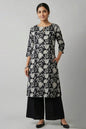 Schwarzes bedrucktes Kurta-Set mit Palazzo