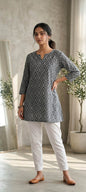 Grey Color Printed Traditional Kurta