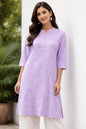 Light Purple Color Straight-Fit Printed Kurti