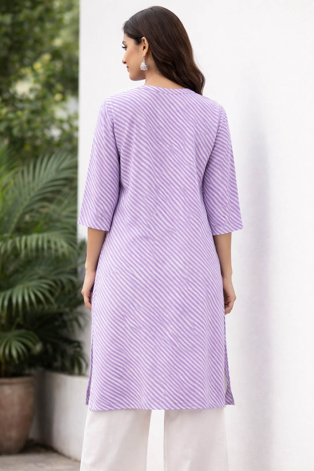 Light Purple Color Straight-Fit Printed Kurti