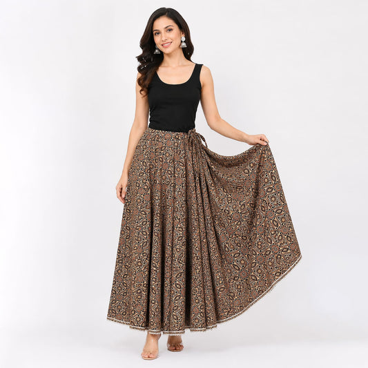 Partywear Multi Color Cotton Skirt With Pocket