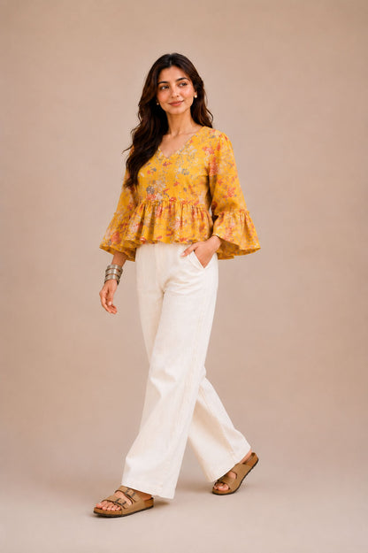 Stylish Casual Yellow Top With Flattering Silhouette And Premium Comfort