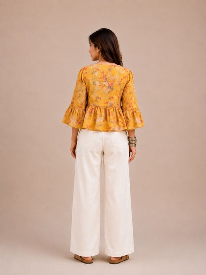 Stylish Casual Yellow Top With Flattering Silhouette And Premium Comfort