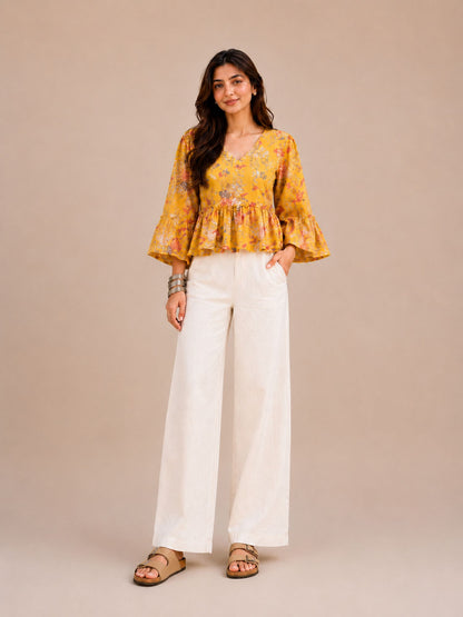 Stylish Casual Yellow Top With Flattering Silhouette And Premium Comfort