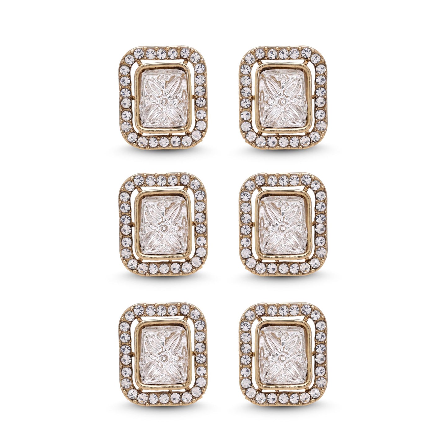 White Color Kundan Earrings Combo 3 Pair Featuring Elegant Traditional Fashion Style