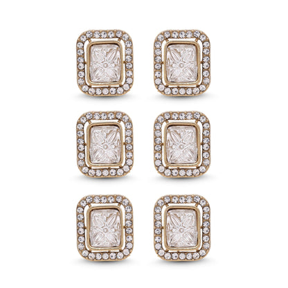 White Color Kundan Earrings Combo 3 Pair Featuring Elegant Traditional Fashion Style