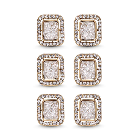 White Color Kundan Earrings Combo 3 Pair Featuring Elegant Traditional Fashion Style