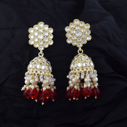 Gorgeous Maroon Color Kundan Earrings Perfect for Brides, Weddings, and Festive Celebrations