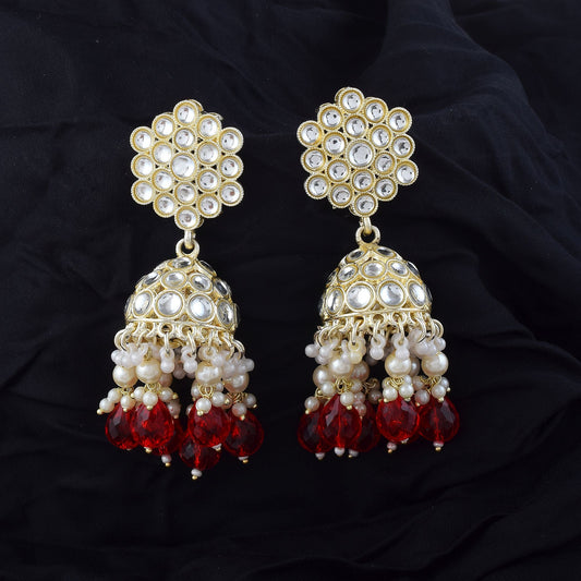 Gorgeous Maroon Color Kundan Earrings Perfect for Brides, Weddings, and Festive Celebrations